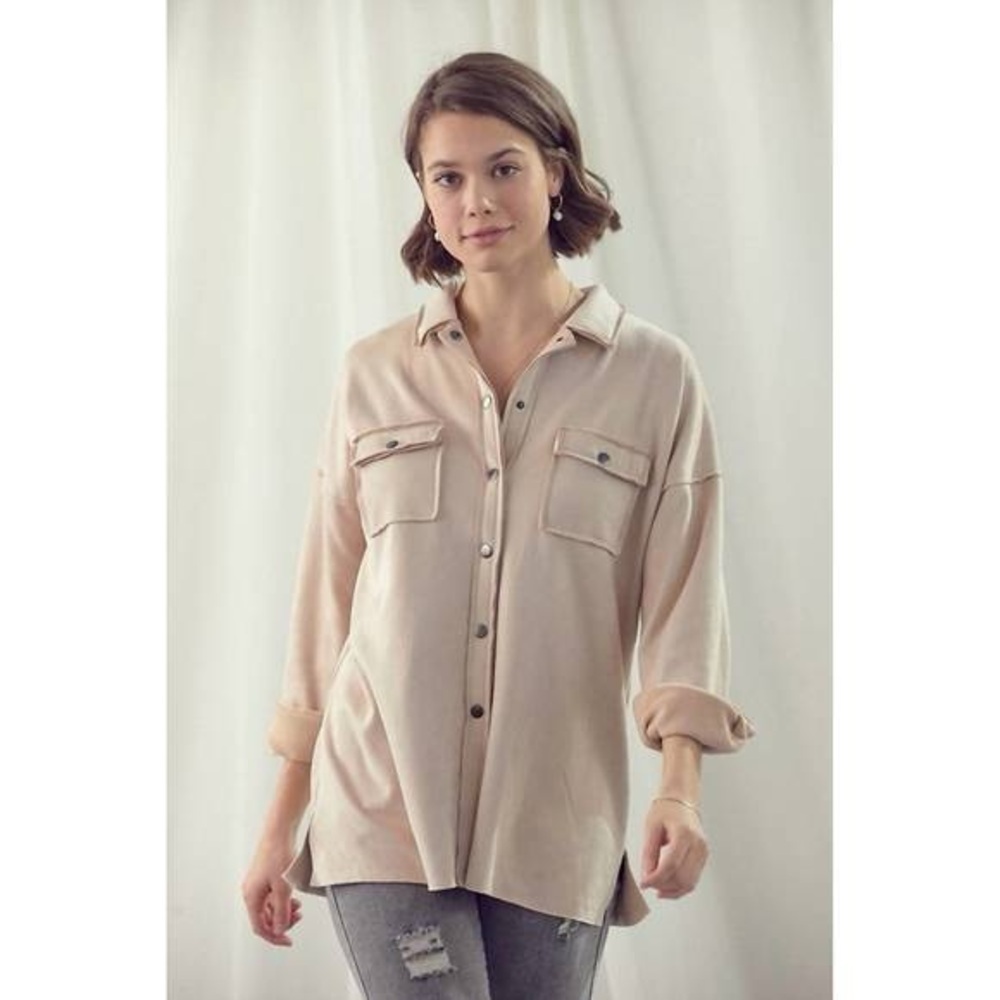 NWT Doe & Rae Tan Button-Up Shirt